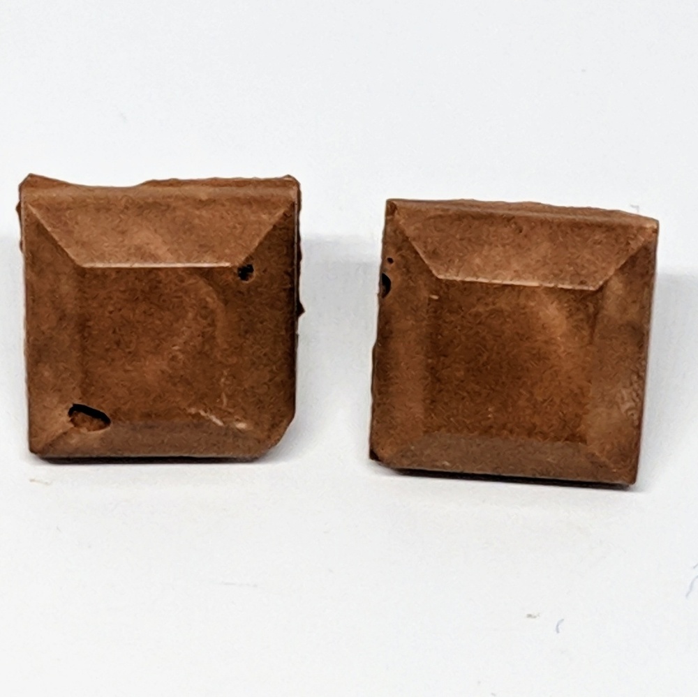 Ochre Concrete Faceted Square Handcrafted Earrings